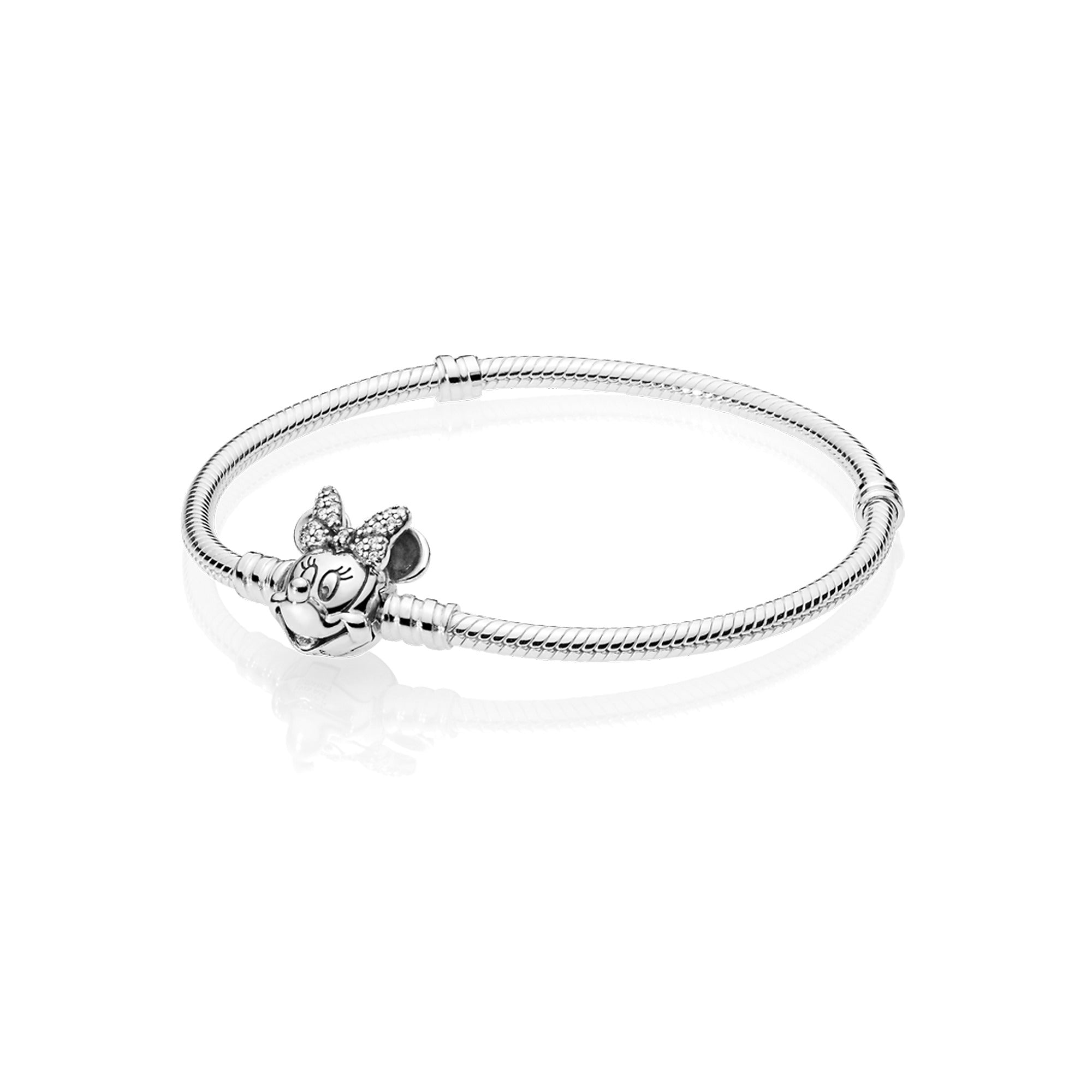Pandora Disney Pandora Moments Pave Minnie Mouse Clasp Snake Chain Bracelet