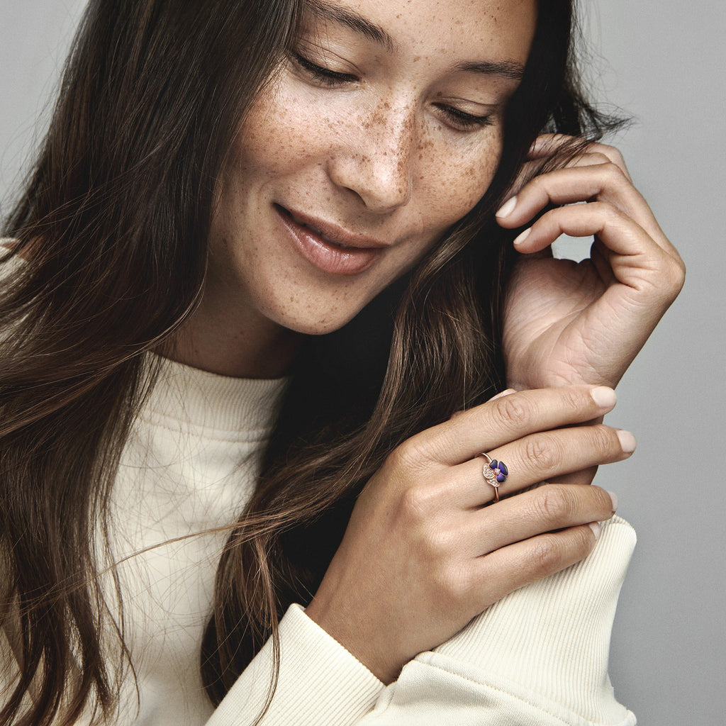Pandora Deep Purple Pansy Flower Ring