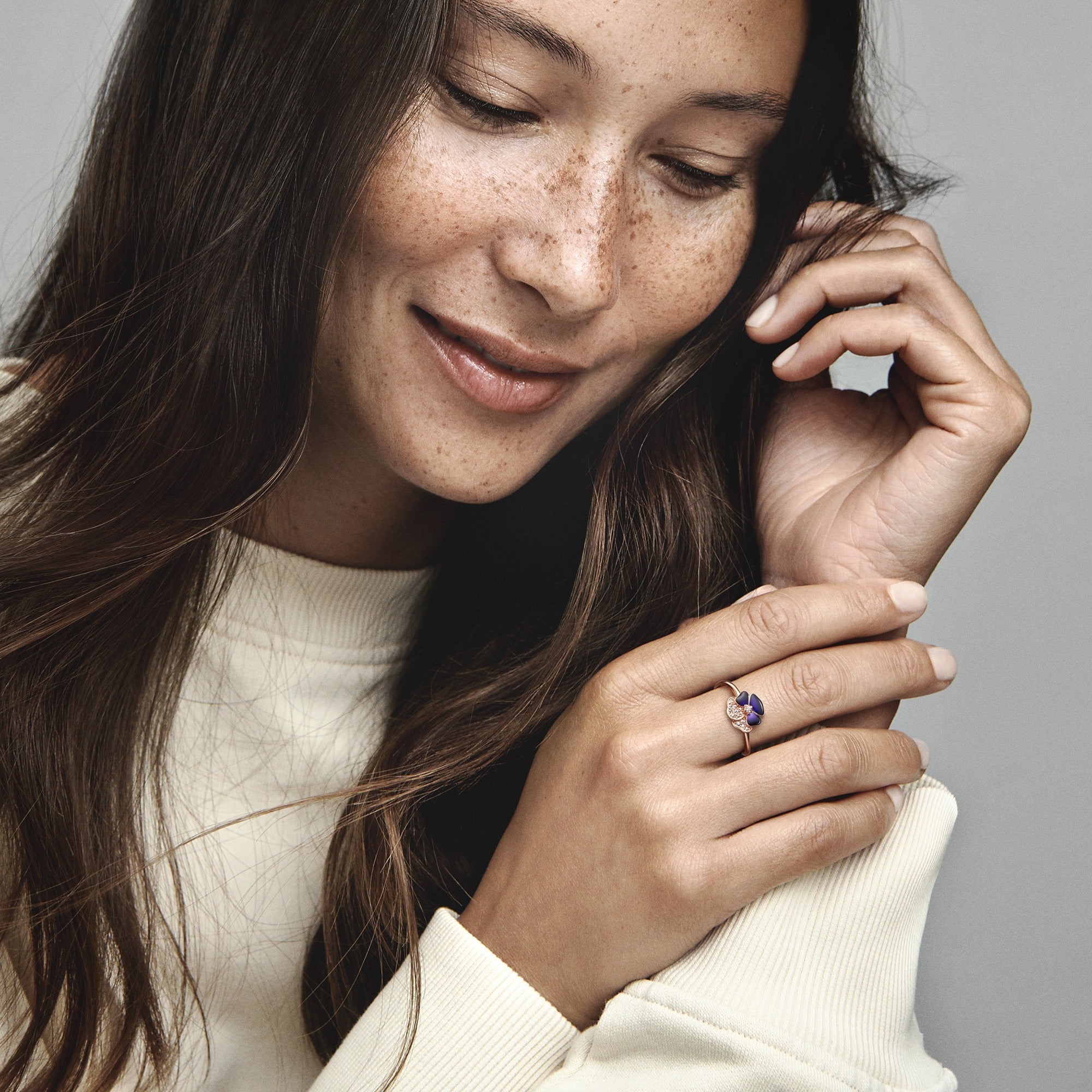 Pandora Deep Purple Pansy Flower Ring