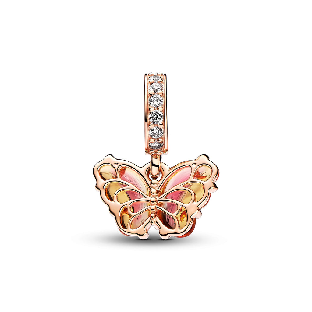 Pandora Pink & Yellow Murano Glass Butterfly Dangle Charm